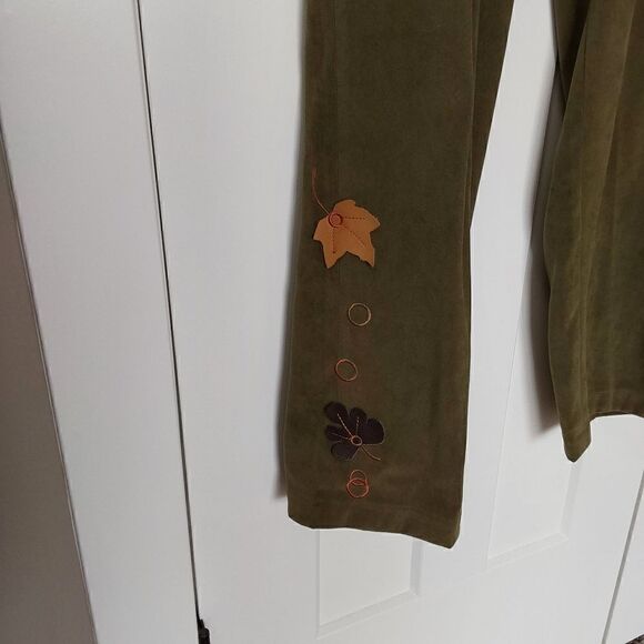 Robert Louis Pants Sz M Olive green with Fall Leaves - Picture 3 of 10